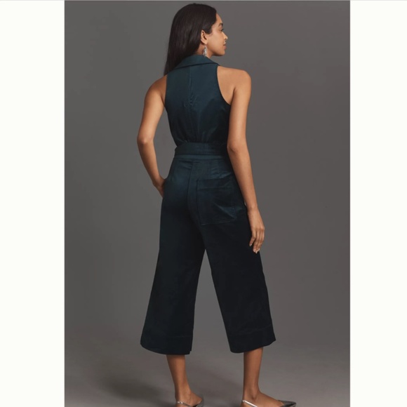 Anthropologie Maeve Velvet Halter Crop Jumpsuit Size 4 - Picture 2 of 14